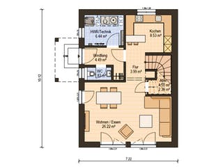 Fertighaus Haas D 112 B von Haas Fertigbau Schlüsselfertig ab 254000€, Stadtvilla Grundriss 1