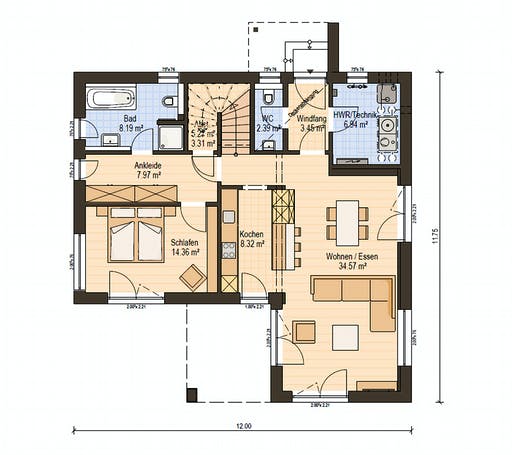 Haas Fertigbau - BS 129 A Floorplan 1