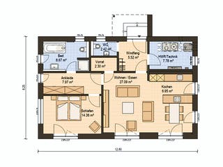 Fertighaus Haas BT 84 A von Haas Fertigbau Schlüsselfertig ab 320000€, Bungalow Grundriss 1