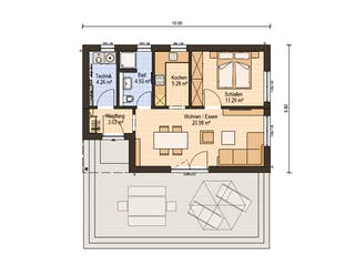 Fertighaus Haas FH 50 von Haas Fertigbau Schlüsselfertig ab 207000€, Bungalow Grundriss 1