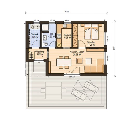 Fertighaus Haas FH 50 von Haas Haus Schlüsselfertig ab 207000€, Bungalow Grundriss 1
