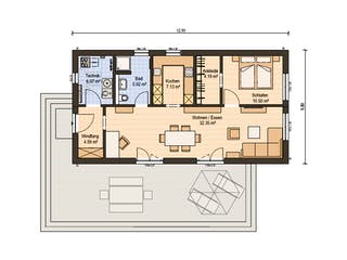 Fertighaus Haas FH 71 A von Haas Fertigbau Schlüsselfertig ab 247000€, Bungalow Grundriss 1