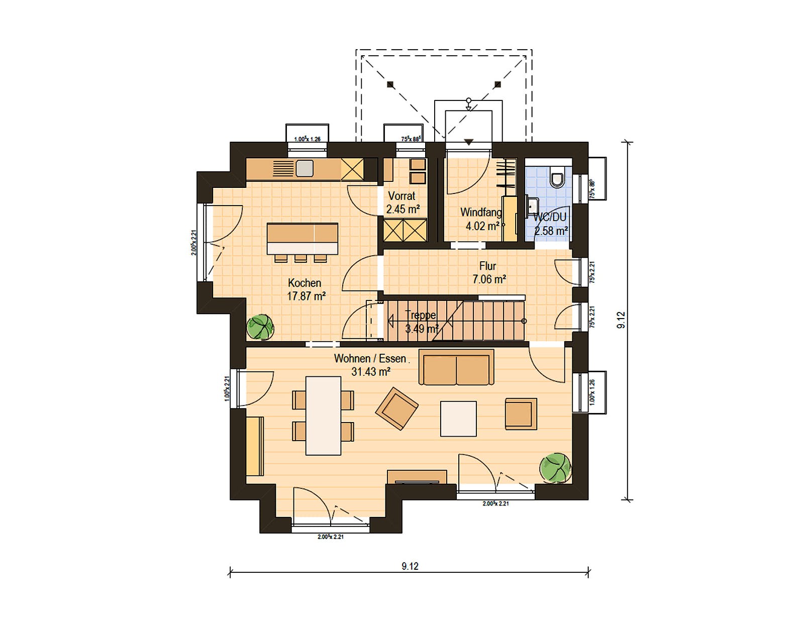 Fertighaus Haas O 129 A (inactive) von Haas-Fertigbau Schlüsselfertig ab 457000€, Stadtvilla Grundriss 1