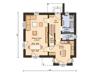 Fertighaus Haas O 130 A von Haas Fertigbau Schlüsselfertig ab 371000€, Pultdachhaus Grundriss 1