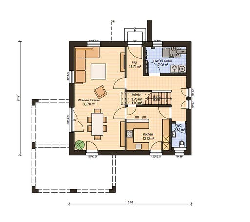 Fertighaus Haas O 141 B von Haas Haus Schlüsselfertig ab 389000€, Cubushaus Grundriss 1
