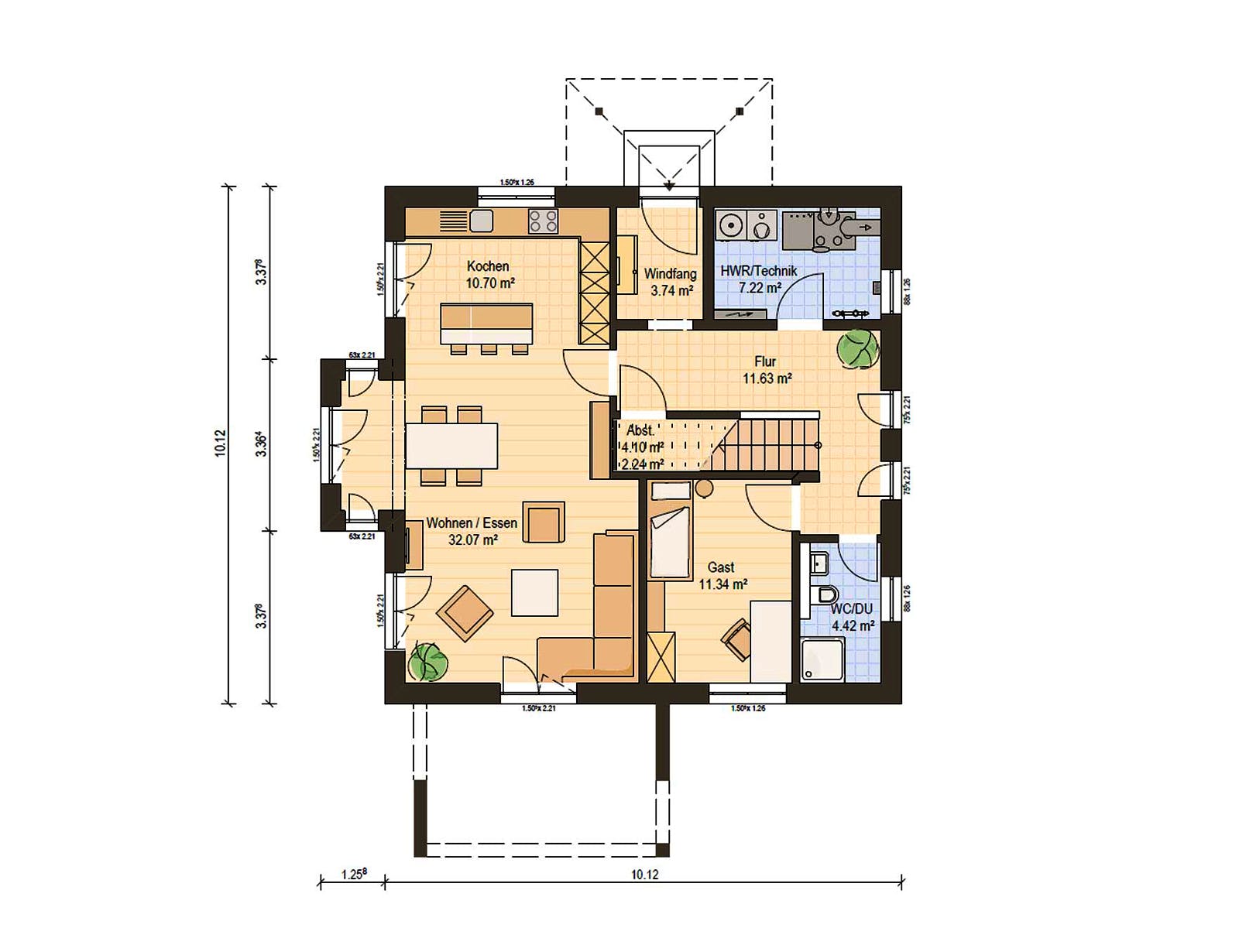 Fertighaus Haas O 163 B von Haas-Fertigbau Ausbauhaus ab 254000€, Stadtvilla Grundriss 1