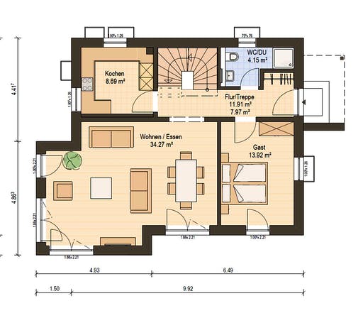 Fertighaus Haas S 130 D von Haas Haus Schlüsselfertig ab 464000€, Cubushaus Grundriss 1