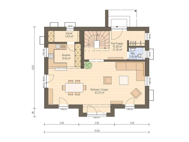 Fertighaus Haas S 140 A von Haas Fertigbau Ausbauhaus ab 212000€, Satteldach-Klassiker Grundriss 1