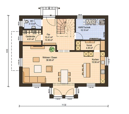 Fertighaus Haas S 165 A von Haas Haus Schlüsselfertig ab 397000€, Satteldach-Klassiker Grundriss 1