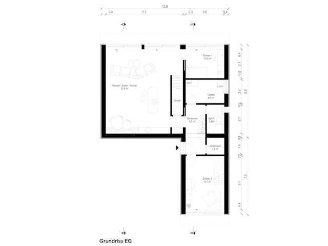 Fertighaus The Landscape House von Haas Fertigbau, Satteldach-Klassiker Grundriss 1 Fertighaus The Landscape House von Haas Fertigbau, Satteldach-Klassiker Grundriss 1