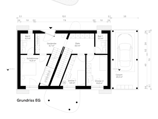 Fertighaus The Urban House von Haas Fertigbau, Cubushaus Grundriss 1