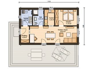 Fertighaus Haas FH 60 von Haas Fertigbau Schlüsselfertig ab 206000€, Bungalow Grundriss 1