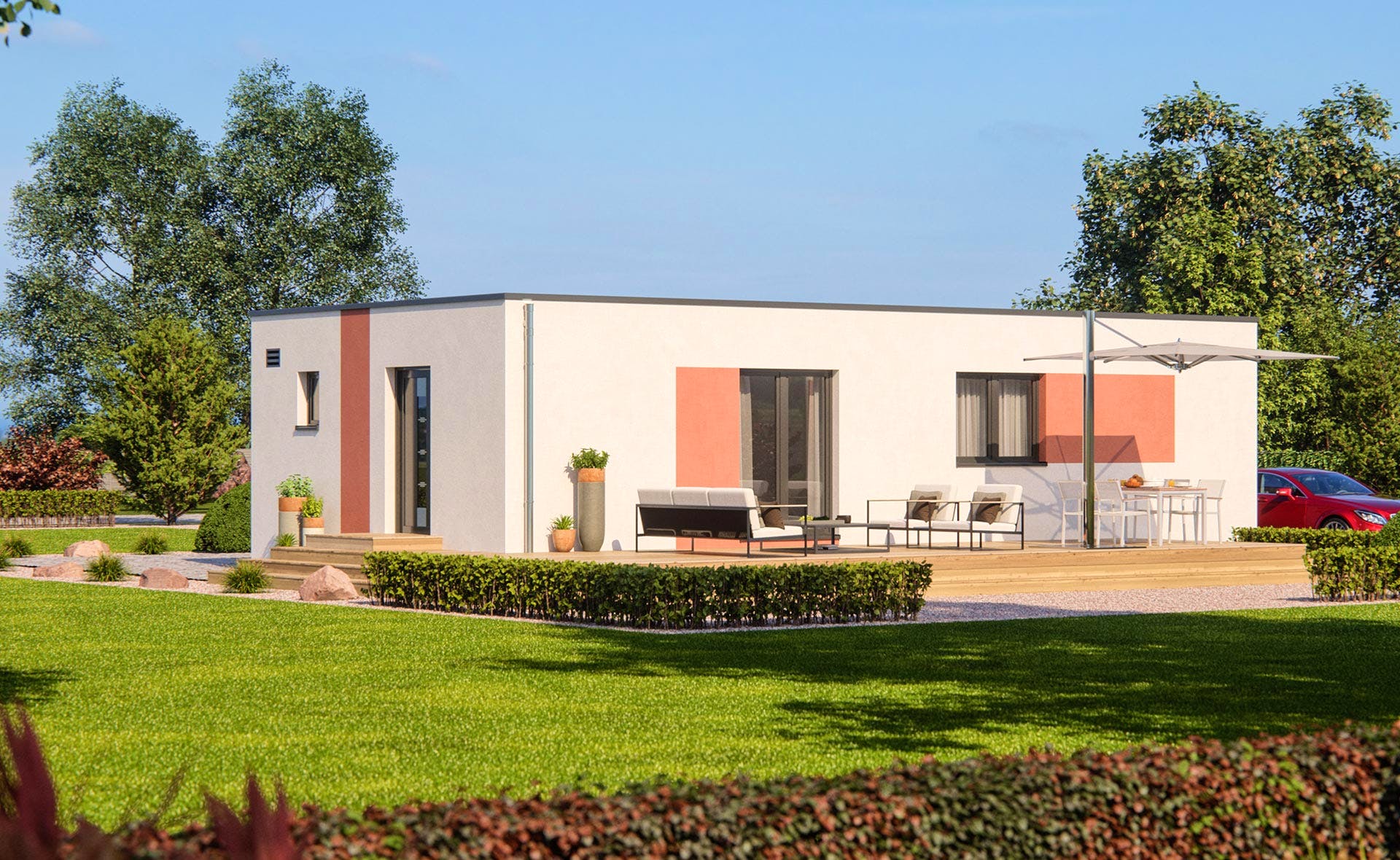 Fertighaus Haas FH 71 B (inactive) von Haas-Fertigbau Schlüsselfertig ab 247000€, Bungalow Außenansicht 1