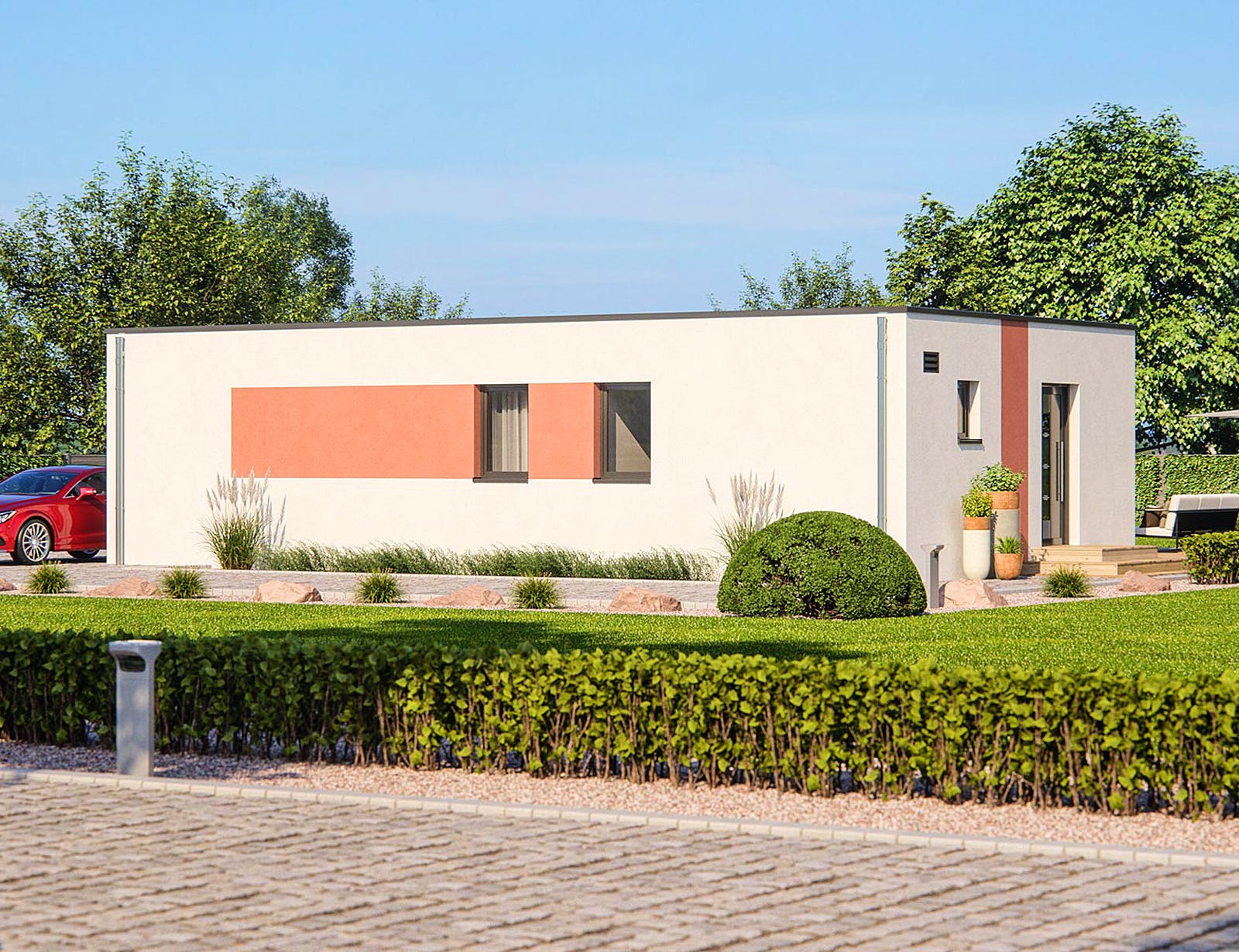 Fertighaus Haas FH 71 B (inactive) von Haas-Fertigbau Schlüsselfertig ab 247000€, Bungalow Außenansicht 2
