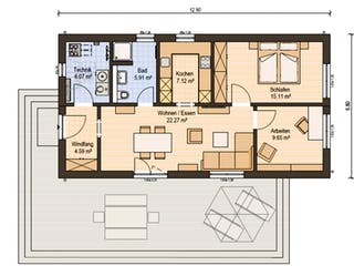 Fertighaus Haas FH 71 B von Haas Fertigbau Schlüsselfertig ab 247000€, Bungalow Grundriss 1