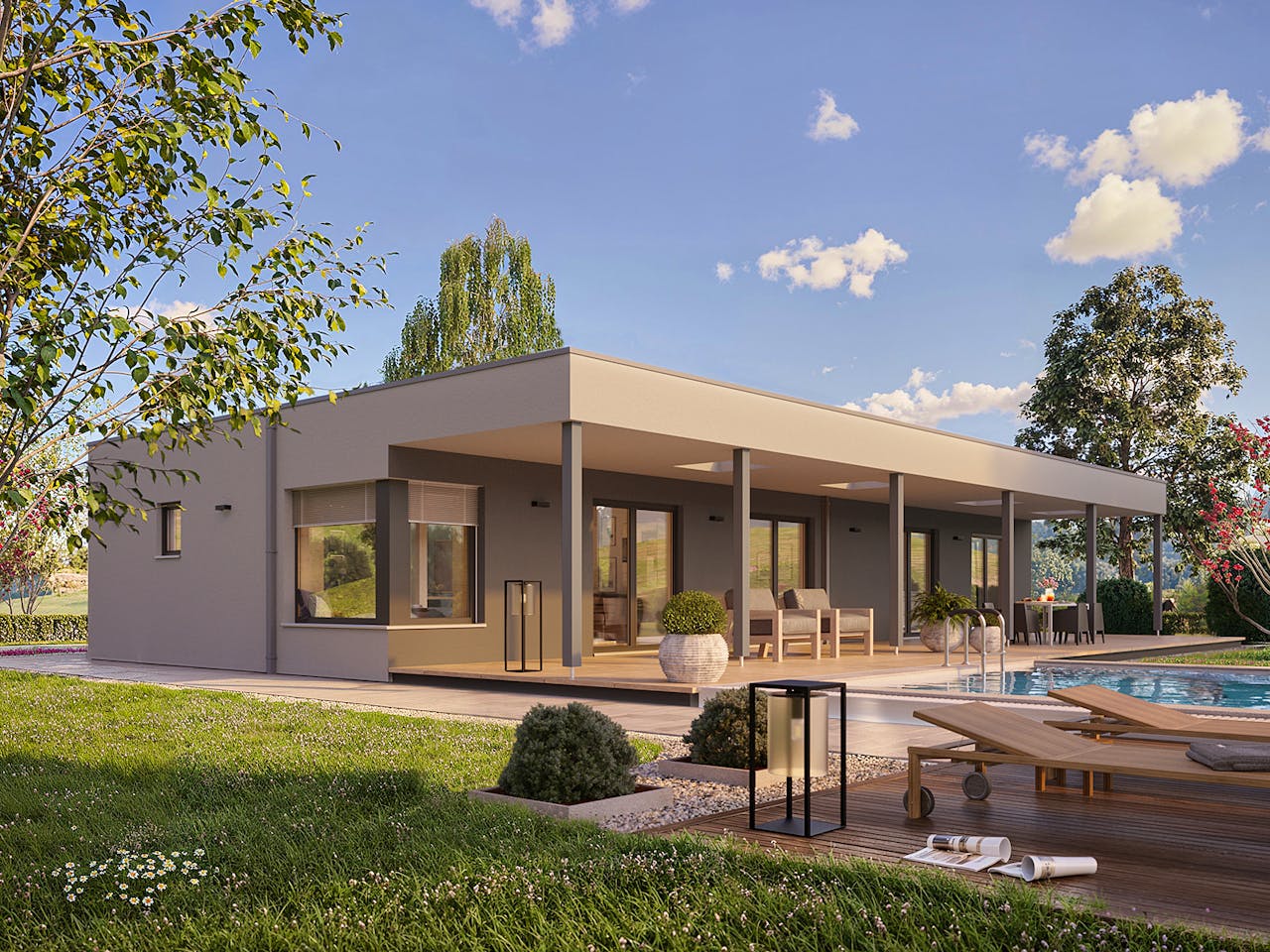 Fertighaus Haas Brava BT 84 von Haas Fertigbau Schlüsselfertig ab 323000€, Bungalow Außenansicht 1