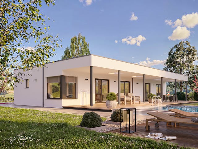 Fertighaus Haas Brava BT 84 von Haas Fertigbau Schlüsselfertig ab 323000€, Bungalow Außenansicht 2