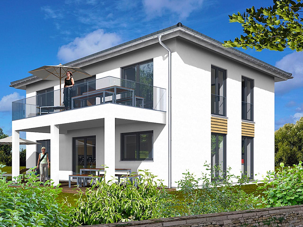 Fertighaus Haas Z 168 A von Haas Fertigbau - Mehrfamilienhäuser Schlüsselfertig ab 533420€, Stadtvilla Außenansicht 1