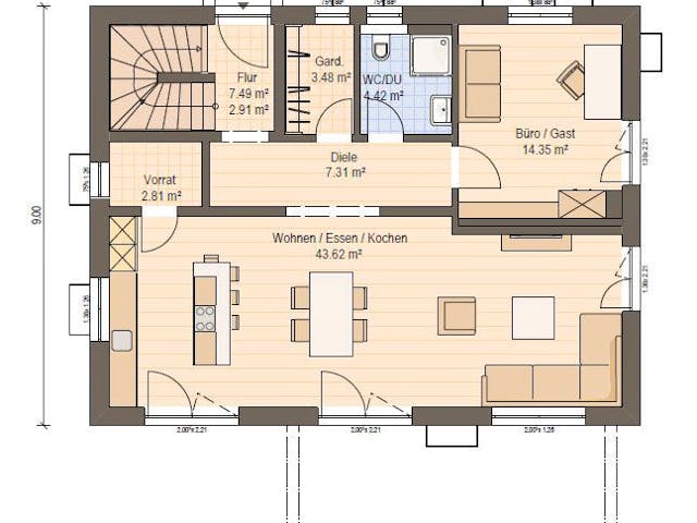 Fertighaus Haas Z 168 A von Haas Fertigbau - Mehrfamilienhäuser Schlüsselfertig ab 533420€, Stadtvilla Grundriss 1