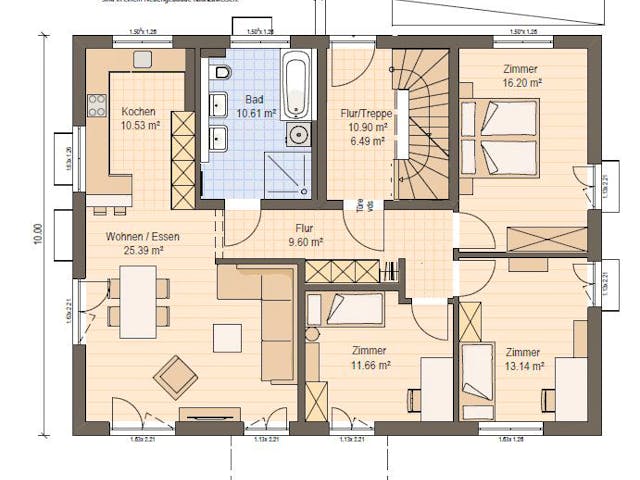 Fertighaus Haas Mehrfamilienhaus mit 3 Wohneinheiten und Satteldach von Haas Fertigbau - Mehrfamilienhäuser, Grundriss 1 Fertighaus Haas Mehrfamilienhaus mit 3 Wohneinheiten und Satteldach von Haas Fertigbau - Mehrfamilienhäuser, Grundriss 1