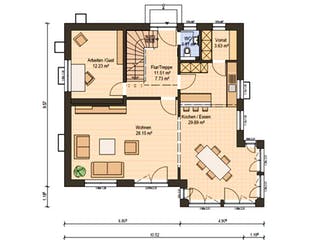 Fertighaus Haas MH Poing G 154 von Haas Fertigbau Schlüsselfertig ab 317000€, Satteldach-Klassiker Grundriss 1