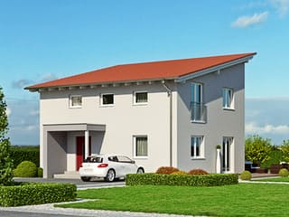 Fertighaus Haas O 130 A von Haas Fertigbau Schlüsselfertig ab 371000€, Pultdachhaus Außenansicht 1