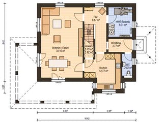 Fertighaus Haas O 140 B von Haas Fertigbau Schlüsselfertig ab 297000€, Stadtvilla Grundriss 1