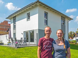 Fertighaus Haas O 141 C von Haas Fertigbau Schlüsselfertig ab 287000€, Stadtvilla Außenansicht 2