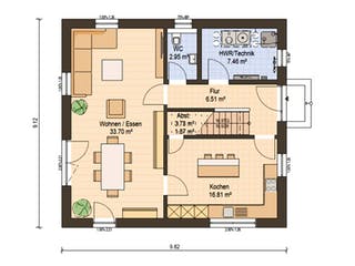 Fertighaus Haas O 141 C von Haas Fertigbau Schlüsselfertig ab 287000€, Stadtvilla Grundriss 1