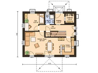 Fertighaus Haas O 155 B von Haas Fertigbau Schlüsselfertig ab 310000€, Stadtvilla Grundriss 1