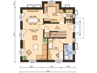 Fertighaus Haas O 163 A von Haas Fertigbau Schlüsselfertig ab 312000€, Satteldach-Klassiker Grundriss 1
