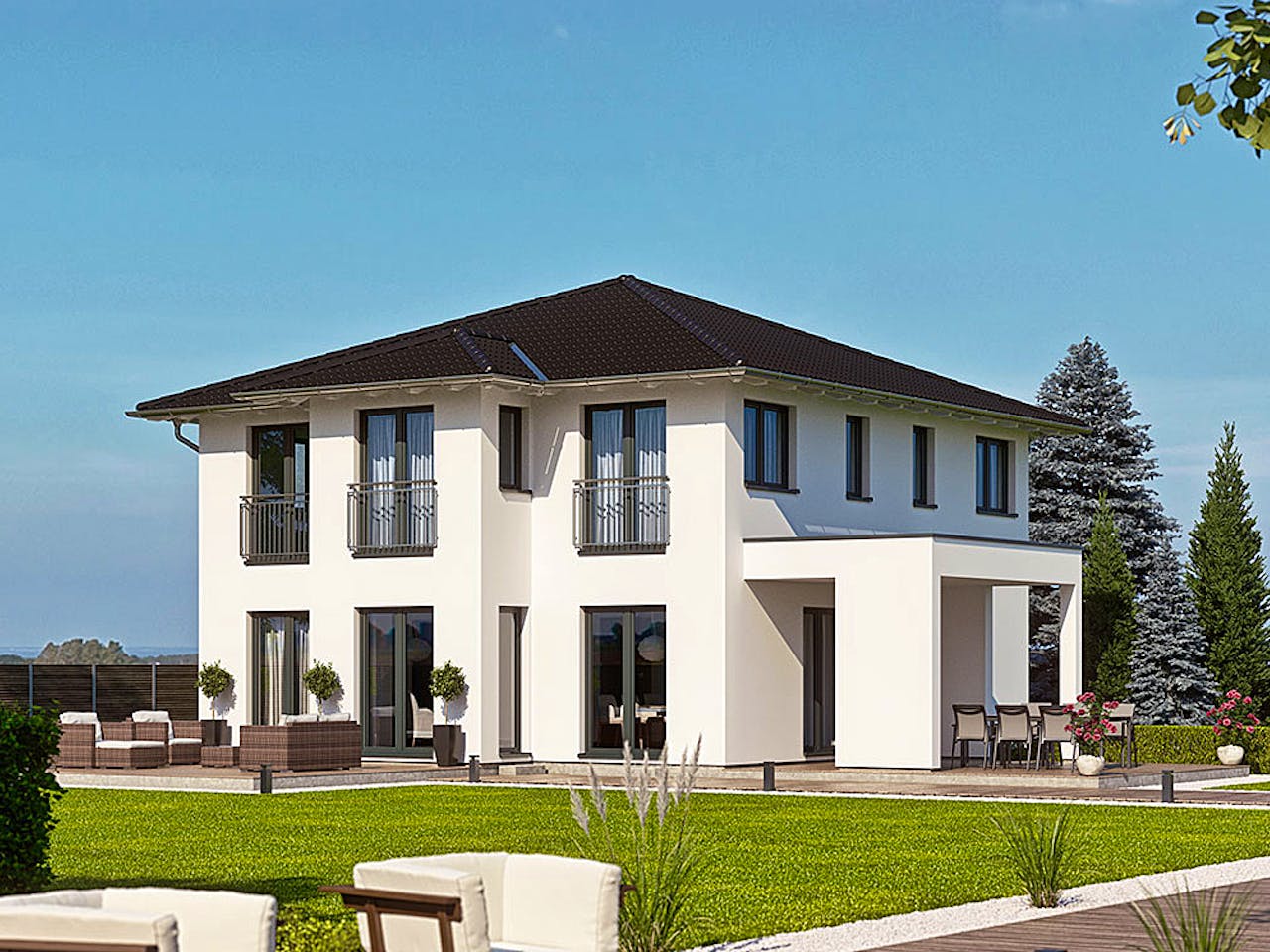 Fertighaus Haas O 163 B von Haas Fertigbau Ausbauhaus ab 267000€, Stadtvilla Außenansicht 1