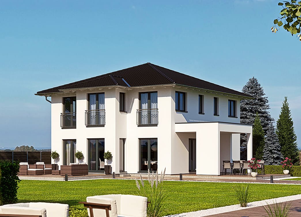 Fertighaus Haas O 163 B von Haas-Fertigbau Ausbauhaus ab 254000€, Stadtvilla Außenansicht 1