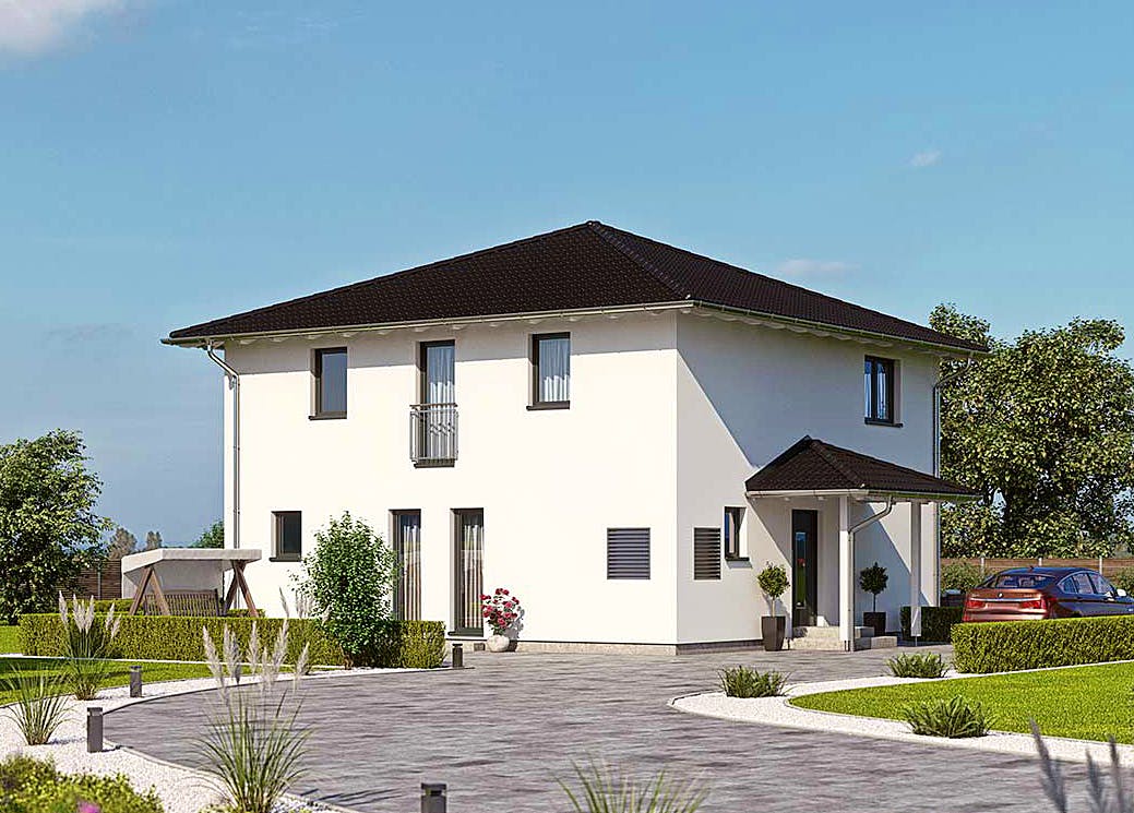Fertighaus Haas O 163 B von Haas-Fertigbau Ausbauhaus ab 254000€, Stadtvilla Außenansicht 2