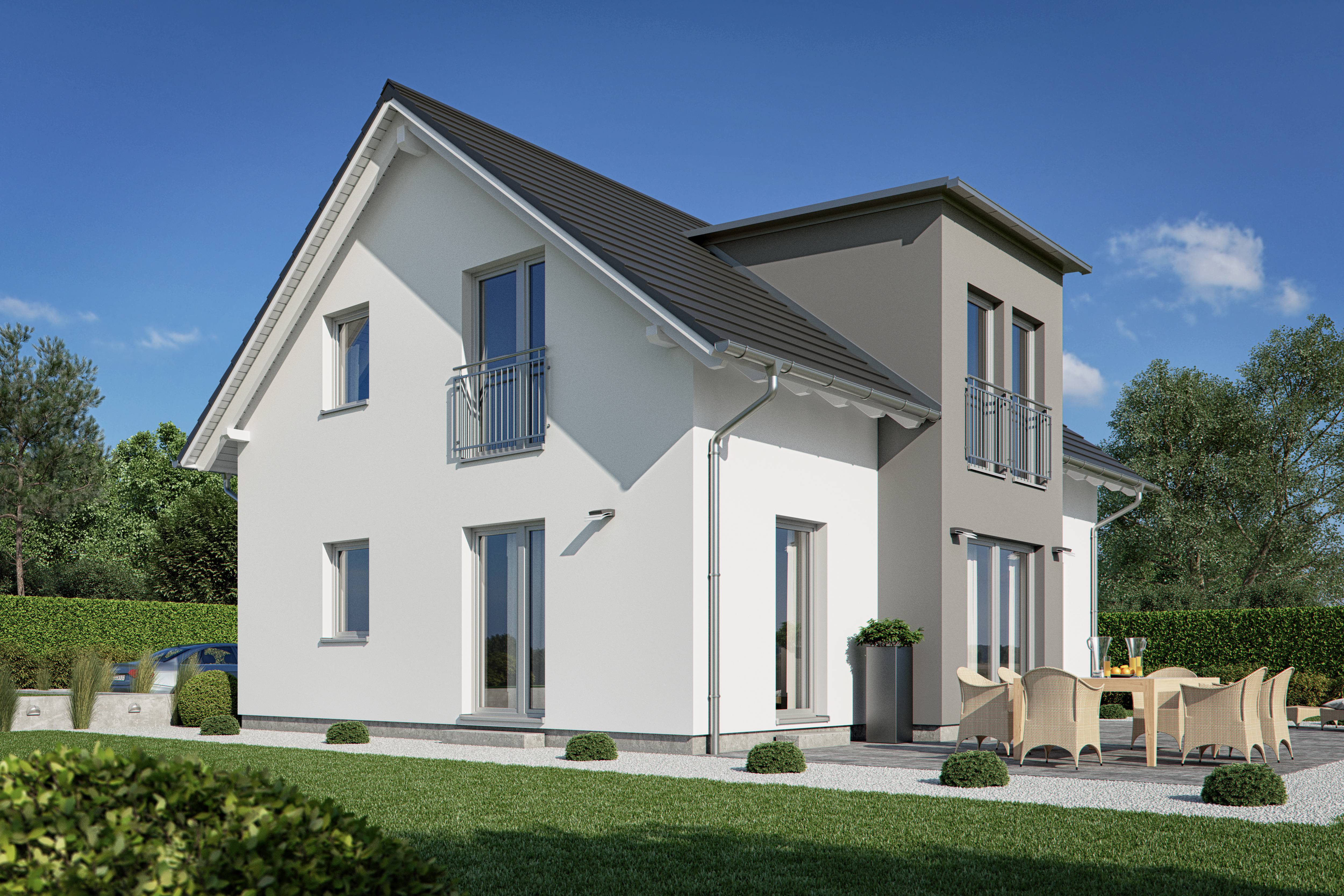 Fertighaus Haas S 140 A von Haas-Fertigbau Ausbauhaus ab 276000€, Satteldach-Klassiker Außenansicht 1