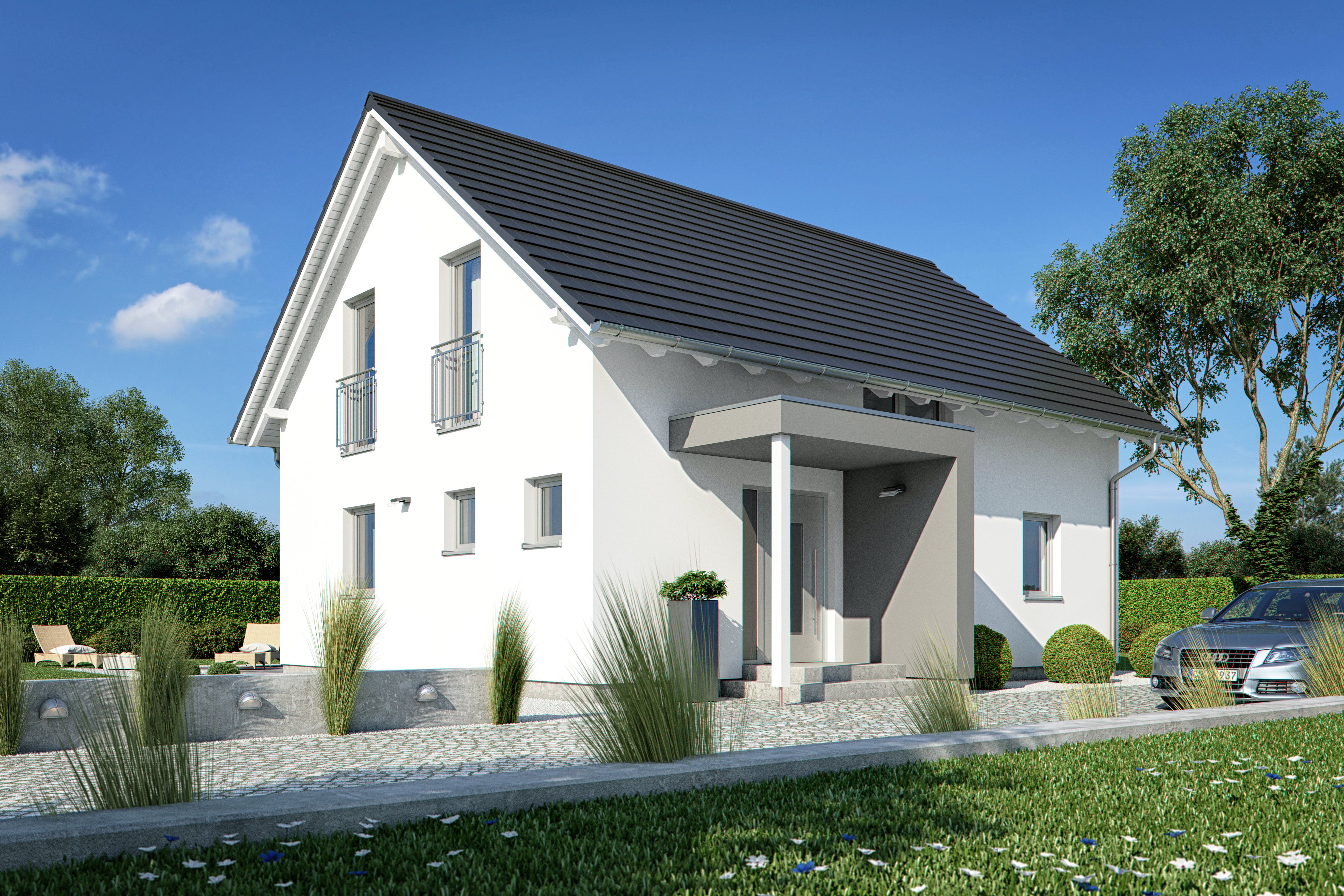 Fertighaus Haas S 140 A von Haas-Fertigbau Ausbauhaus ab 276000€, Satteldach-Klassiker Außenansicht 2
