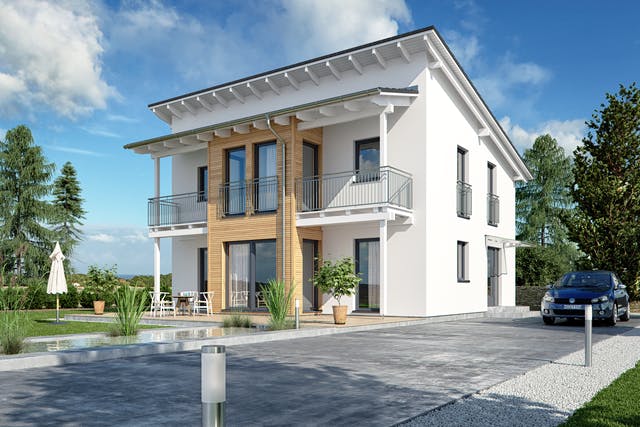 Doppelhaus mit kragendem Pultdach
