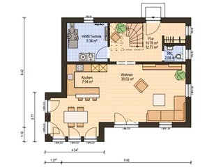 Fertighaus Haas S 130 A von Haas Fertigbau Schlüsselfertig ab 252000€, Satteldach-Klassiker Grundriss 1