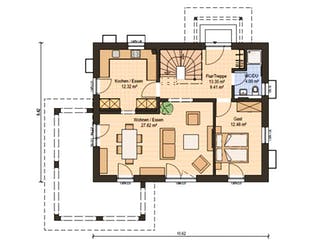 Fertighaus Haas S 140 B von Haas Fertigbau Schlüsselfertig ab 289000€, Stadtvilla Grundriss 1