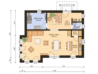 Fertighaus Haas S 140 C von Haas Fertigbau Schlüsselfertig ab 276000€, Satteldach-Klassiker Grundriss 1