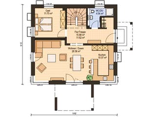 Fertighaus Haas S 141 B von Haas Fertigbau Schlüsselfertig ab 281000€, Satteldach-Klassiker Grundriss 1