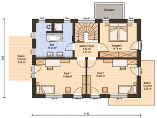Fertighaus Haas S 154 B von Haas Fertigbau Schlüsselfertig ab 319000€, Stadtvilla Grundriss 2