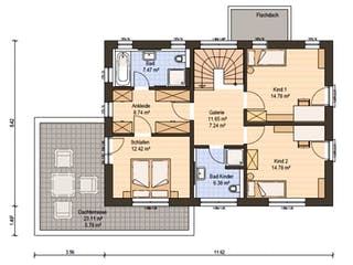 Fertighaus Haas S 154 D von Haas Fertigbau Schlüsselfertig ab 321000€, Cubushaus Grundriss 2