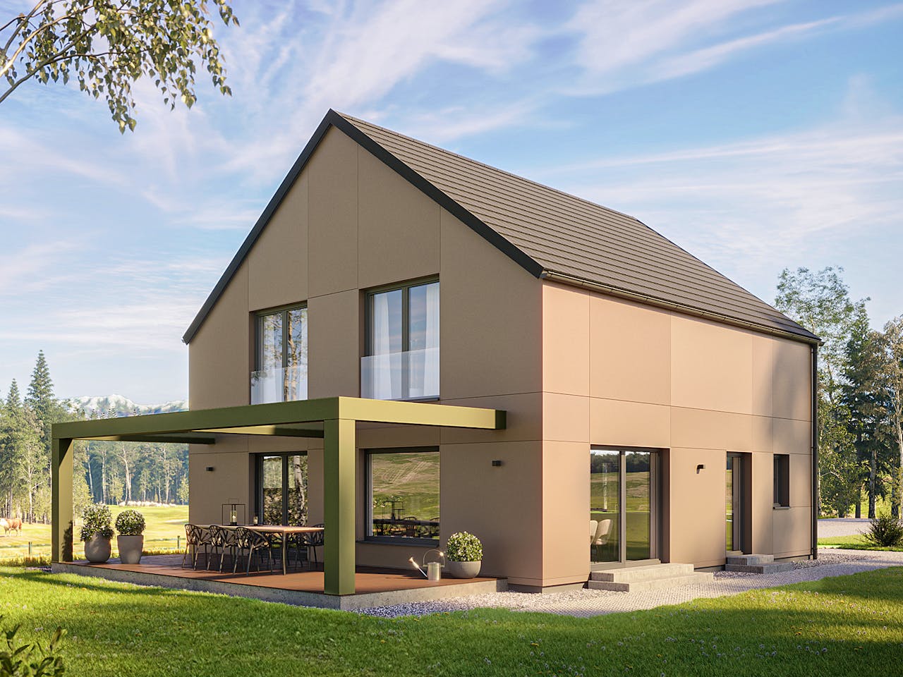 Fertighaus AVA von Haas Fertigbau Ausbauhaus ab 290014€, Satteldach-Klassiker Außenansicht 1