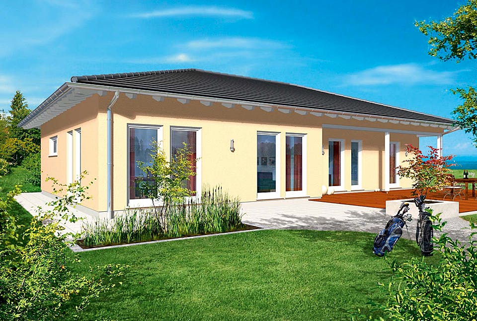 Fertighaus Haas B 131 von Haas-Fertigbau Ausbauhaus ab 257000€, Bungalow Außenansicht 1