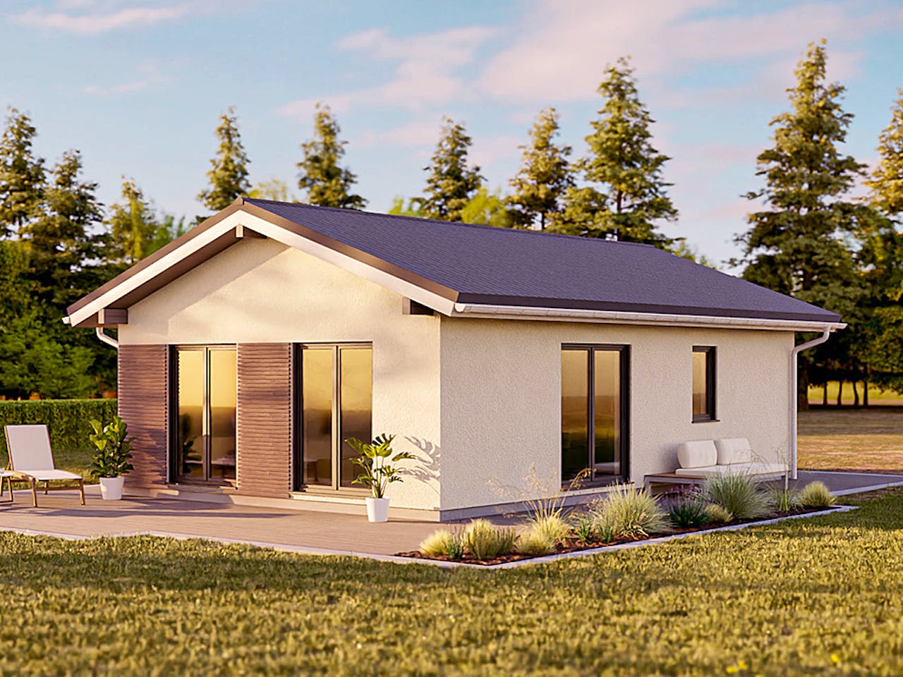 Fertighaus Haas Bela 60 von Haas Fertigbau Schlüsselfertig ab 243000€, Bungalow Außenansicht 1
