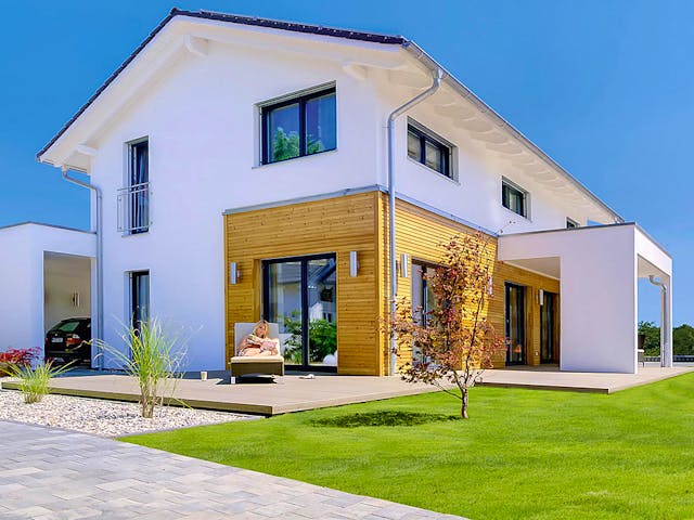 Fertighaus Haas MH Mannheim J 159 von Haas Fertigbau Ausbauhaus ab 241000€, Satteldach-Klassiker Außenansicht 3