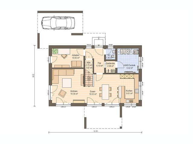 Fertighaus Haas MH Mannheim J 159 von Haas Fertigbau Ausbauhaus ab 284000€, Satteldach-Klassiker Grundriss 1