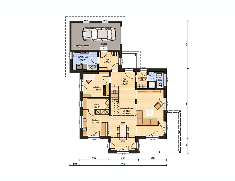 Fertighaus Haas MH Poing 187 von Haas-Fertigbau Ausbauhaus ab 403000€, Stadtvilla Grundriss 1
