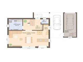 Fertighaus Haas Nova S130 A von Haas Fertigbau Schlüsselfertig ab 429527€, Satteldach-Klassiker Grundriss 1